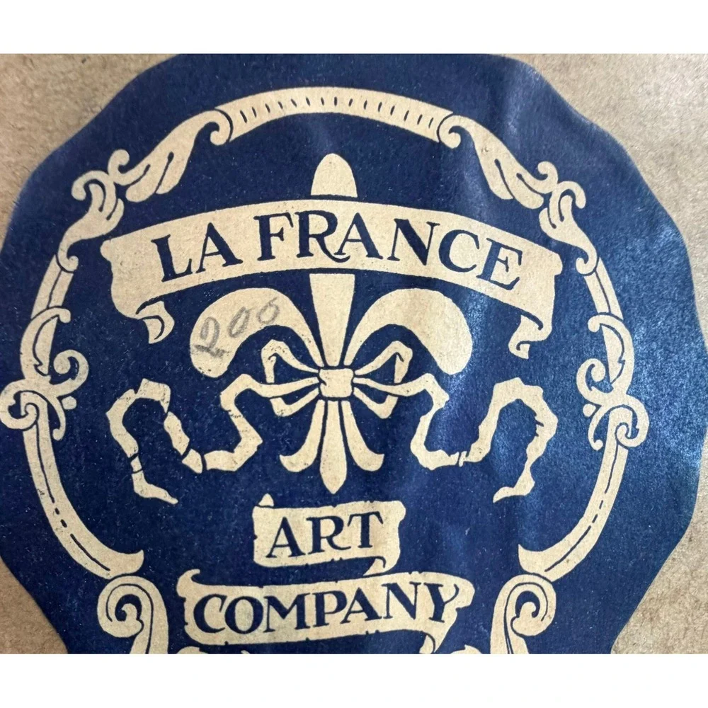 1920 Antique La France Art Company Jacquard Woven Tapestry Winter‎ Village Scene